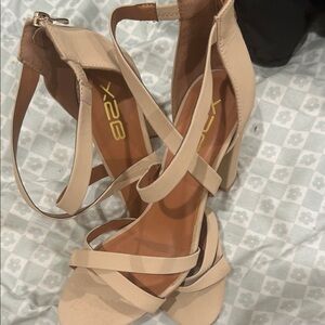 X2 Nude Strappy Heels for Women